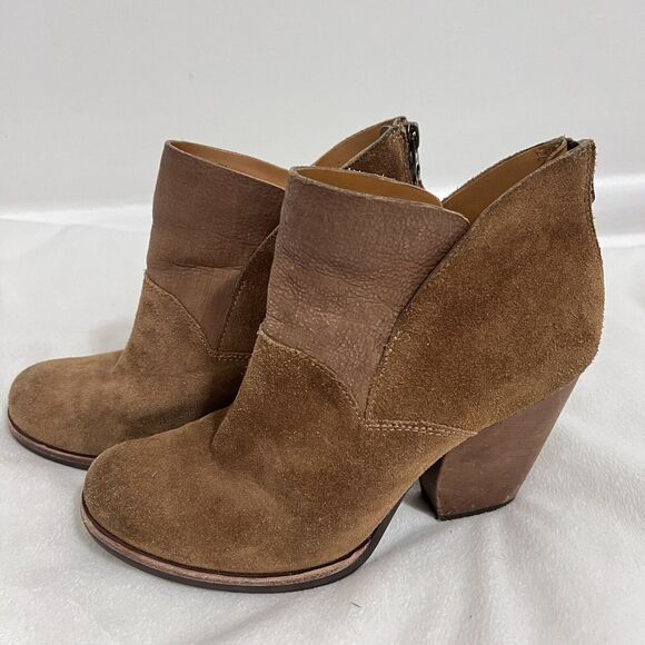 KORK EASE Castaneda Women's 8 Brown Suede Leather Zip Ankle Boot Heels Bohemian - Picture 1 of 9